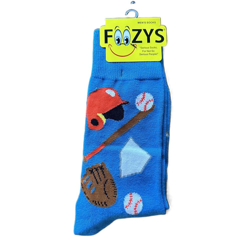 Foozys Blue Baseball Theme Sport Socks Men One Size New